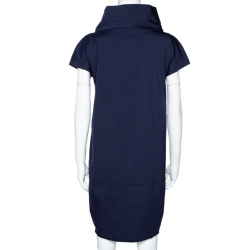 Pre Owned Brunello Cucinelli Navy Blue Stretch Cotton Shift Dress L