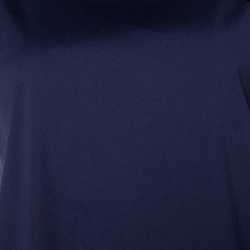 Pre Owned Brunello Cucinelli Navy Blue Stretch Cotton Shift Dress L