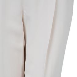 Pre Owned Brunello Cuccinelli Cream Embellished Waistband Detail Trousers M