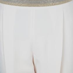 Pre Owned Brunello Cuccinelli Cream Embellished Waistband Detail Trousers M