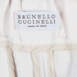 Pre Owned Brunello Cuccinelli Cream Embellished Waistband Detail Trousers M