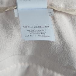 Pre Owned Brunello Cuccinelli Cream Embellished Waistband Detail Trousers M