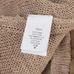 Pre Owned Brunello Cucinelli Gold Ruffle Detail Zipper Cardigan M