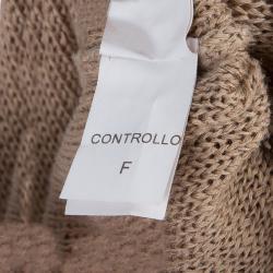 Pre Owned Brunello Cucinelli Gold Ruffle Detail Zipper Cardigan M