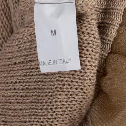 Pre Owned Brunello Cucinelli Gold Ruffle Detail Zipper Cardigan M