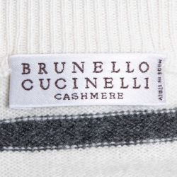 Pre Owned Brunello Cucinelli Off White Striped Wool & Cashmere Jumper L