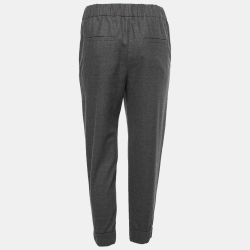 Brunello Cucinelli Charcoal Grey Wool Elasticized Waist Joggers S 