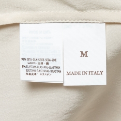 Pre Owned Brunello Cucinelli Ecru White Silk Collar Embellished Top M