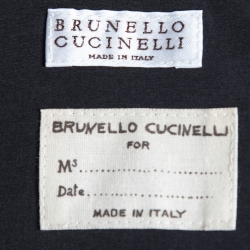 Pre Owned Brunello Cucinelli Grey Wool Knit Embellished Lapel Blazer S