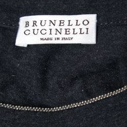 Pre Owned Brunello Cucinelli Black Jersey Embellished Round Neck T-Shirt M
