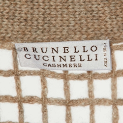Pre Owned Brunello Cucinelli Beige Sequinned Cashmere Open Knit Cardigan L