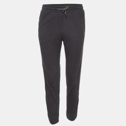 Brunello Cucinelli Grey Cotton Knit Sequin Detail Joggers XS
