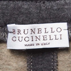 Brunello Cucinelli Grey Cotton Knit Sequin Detail Joggers XS