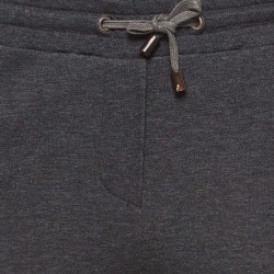 Brunello Cucinelli Grey Cotton Knit Sequin Detail Joggers XS