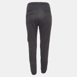 Brunello Cucinelli Grey Cotton Knit Sequin Detail Joggers XS