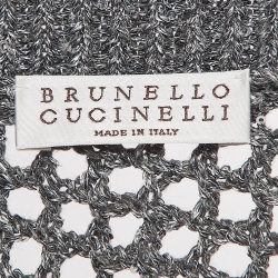 Pre Owned Brunello Cucinelli Grey Sequin Embellished Open Knit Maxi Dress M