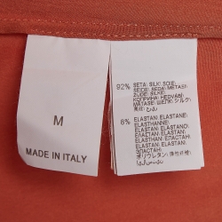 Pre Owned Brunello Cucinelli Orange Embellished Silk Loose Fit Blouse M