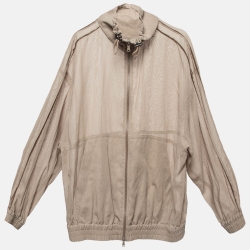 Brunello Cucinelli Beige Cotton Sheer Zip-Up Jacket S
