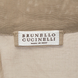 Brunello Cucinelli Beige Cotton Sheer Zip-Up Jacket S