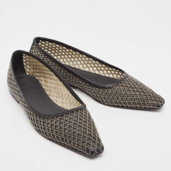 Pre Owned Brunello Cucinelli Black Metal Braided Leather Ballet Flats Size 41
