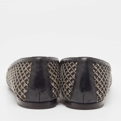 Pre Owned Brunello Cucinelli Black Metal Braided Leather Ballet Flats Size 41