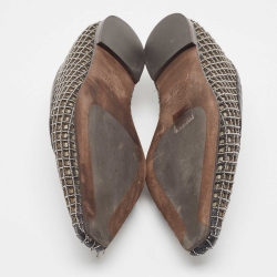 Pre Owned Brunello Cucinelli Black Metal Braided Leather Ballet Flats Size 41