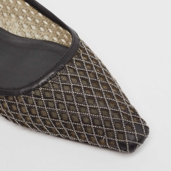 Pre Owned Brunello Cucinelli Black Metal Braided Leather Ballet Flats Size 41