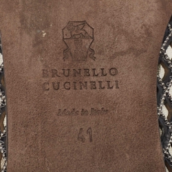 Pre Owned Brunello Cucinelli Black Metal Braided Leather Ballet Flats Size 41