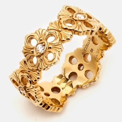 Buccellati Opera Enternalle Diamond 18k Yellow Gold Ring Size 55