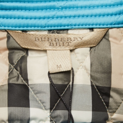 مملوكة مسبقًا Burberry Brit Blue Quilted Nylon Zip Front Belted Jacket M