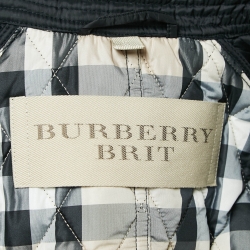 مملوكة مسبقًا Burberry Brit Black Finsbridge Check Synthetic Quilted Coat L