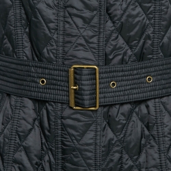 مملوكة مسبقًا Burberry Brit Black Finsbridge Check Synthetic Quilted Coat L