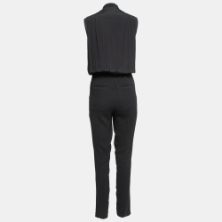 Pre Owned Burberry Brit Black Crepe Neck-Tie Sleeveless Jumpsuit M