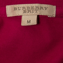 Burberry Brit Dark Pink Cotton Knit Long-Sleeve Polo T-Shirt M