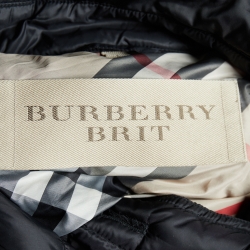 Pre Owned Burberry Brit Black Quilted Synthetic Longline Belted Puffer Coat L
