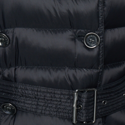 Pre Owned Burberry Brit Black Quilted Synthetic Longline Belted Puffer Coat L