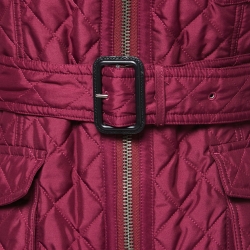 مملوكة مسبقًا Burberry Brit Purple Synthetic Belted Quilted Jacket XL