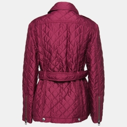 مملوكة مسبقًا Burberry Brit Purple Synthetic Belted Quilted Jacket XL