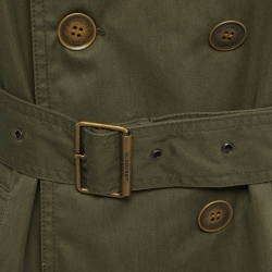 Pre Owned Burberry Brit Military Green Cotton Double Breasted Belted Coat M