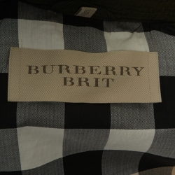Burberry Brit Military Green Cotton Double Breasted Belted Coat M