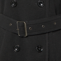Pre Owned Burberry Brit Black Wool Double Breasted Belted Coat S