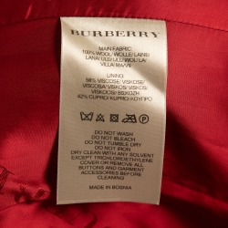 Burberry Brit Red Checked Patterned Wool Double-Breasted Coat S