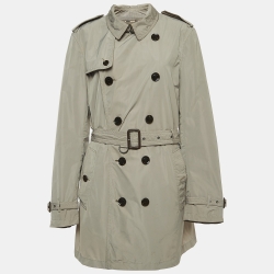 Synthetic Double Breasted Belted Trench Coat
