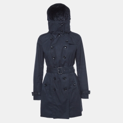 Navy Blue Double Breasted Trench Coat