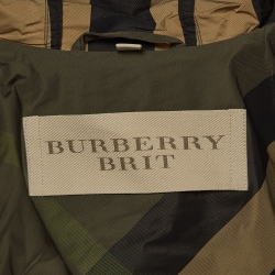 Pre Owned Burberry Brit Green Checked Nylon Parka Jacket M
