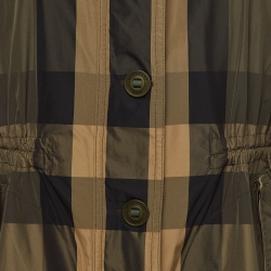 Pre Owned Burberry Brit Green Checked Nylon Parka Jacket M