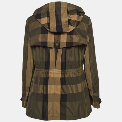 Pre Owned Burberry Brit Green Checked Nylon Parka Jacket M