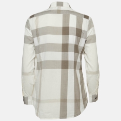 Pre Owned Burberry Brit Monochrome Checked Cotton Shirt XS