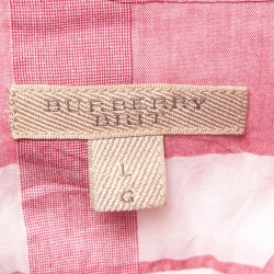 Pre Owned Burberry Brit Pink Checked Cotton Buttoned Tunic L