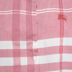 Pre Owned Burberry Brit Pink Checked Cotton Buttoned Tunic L